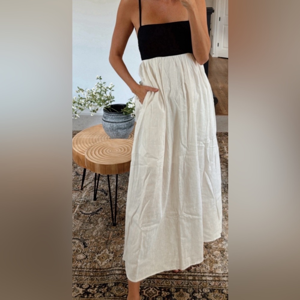 Abercrombie & Fitch Cream Pleated Maxi Dress Casual
